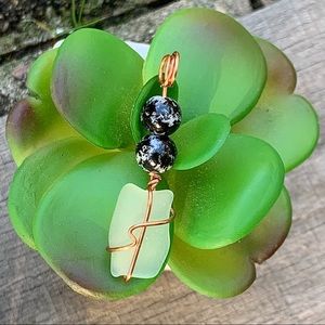 Hand Crafted Sea Glass & Stone Pendent